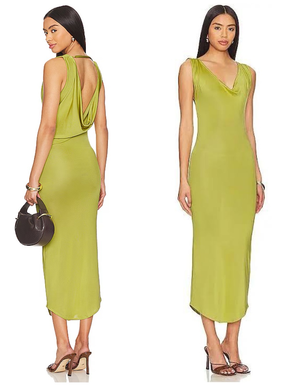 Asta Resort Chloe Midi Open Back Dress in Chartreuse Size Women’s Small